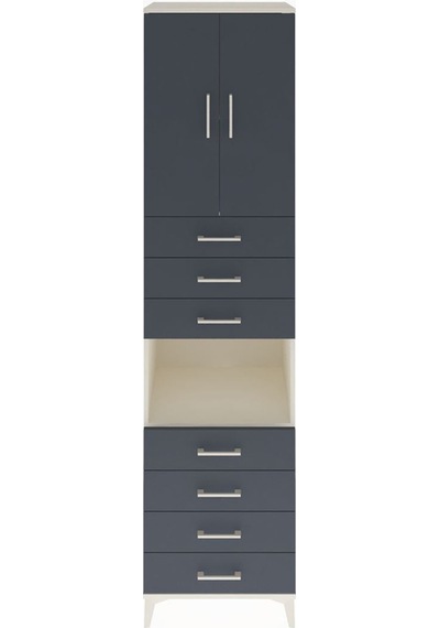 Hyperion Dolap 3 Raflı 7 Çekmeceli 2 Kapaklı 60x44x243 Aytaşı-antrasit Aytası