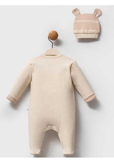 Moi Noi Baby Moi Noi 2li Şapkalı Baskılı Tulum - Kahverengi