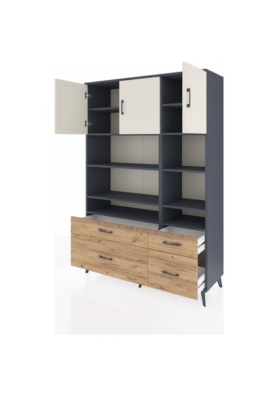 Hyperion Dolap 10 Raflı 4 Çekmeceli 3 Kapaklı 132x44x195 Antrasit-aytaşı/çam Aytası/atlas Çam Hyperion Dolap 10 Raflı 4 Çekmeceli 3 Kapaklı 132x44x195 Antrasit-aytaşı/çam Aytası/atlas Çam