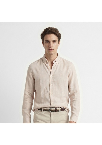 Nautica Erkek Bej Regular Fit Keten Gömlekdüzw65103t