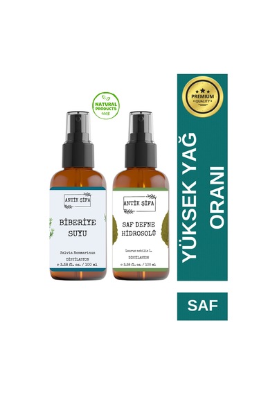 Biberiye Suyu Ve Defne Suyu Seti - Sıkılaştırıcı Hidrosolü Seti 2x100ml