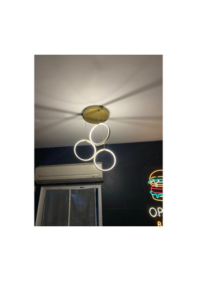 Gold-fırın Boya-3halka-çap22-modern-led-avize