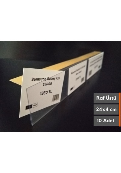 10 Adet Yapışkanlı Etiketlik Profil 24 x 4 CM Raf Etiketlik İsimlik