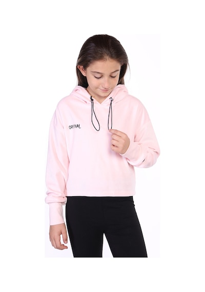 Toontoy Kız Çocuk Kapüşonlu Kadife Sweatshirt Pudra