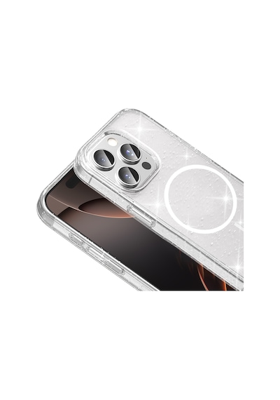 Apple Uyumlu iPhone 14 Pro Max Kılıf M-safe Şarj Özellikli Parlayan Simli Saydam Renkli Kapak Maris Şeffaf