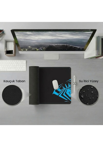 Aula Mp-xl 90x40cm Kaymaz Tabanlı Gaming Oyuncu Mousepad Siyah