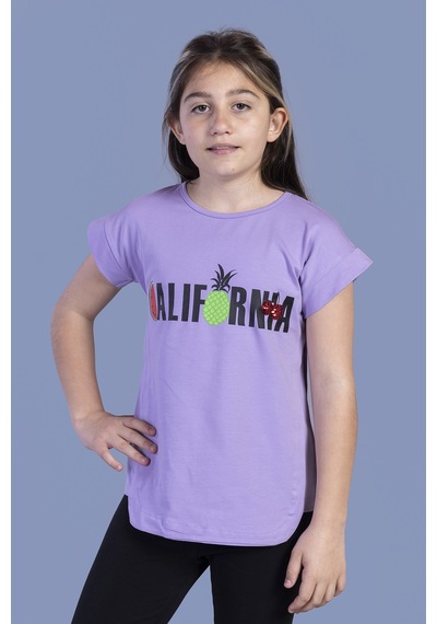Toontoy Kids Toontoy Kız Çocuk California Baskılı Tişört Lila