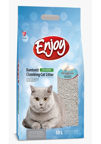Enjoy Marsilya Sabun Kokulu İnce Topaklaşan Bentonit Kedi Kumu 10 L