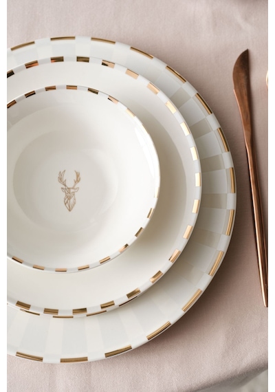 Karaca  Elegance Bone Aries Metalic 24 Parça 6 Kişilik Yemek Takımı