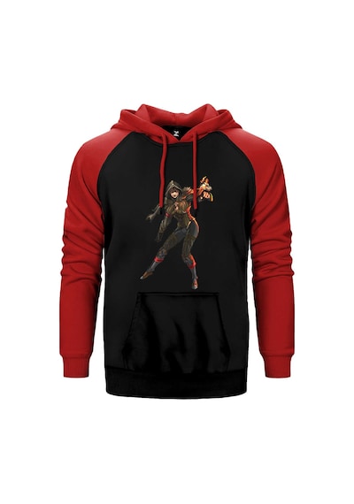 Diablo 3 Female Demon Hunter Kırmızı Renk Reglan Kol Kapşonlu Sweatshirt Kırmızı