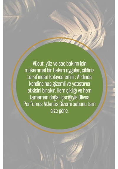 %100 Doğal Parfüm Serisi Atlantis Gizemi Kokulu Zeytinyağı Katı S Saf Sabun - Zeytinyağı
