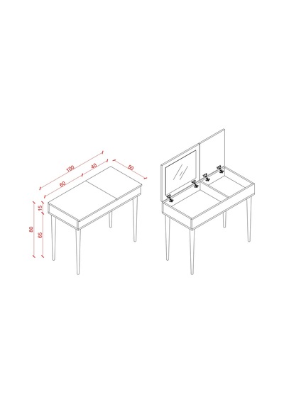 Lüks Aynalı Makyaj Masası %100 Mdf Takı Aksesuar Oda Düzenleyici Organizer Mam01 Sonoma