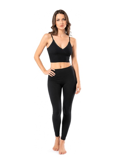 Kadın İp Askılı V Yaka Taşlı Kaşkorse Crop 6437 001