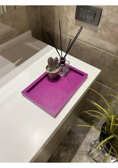Hazeran Moru Mini Dikdörtgen Rengi Model Dekorasyon Düzenleyici Ahşap Tepsi 29x19 Cm