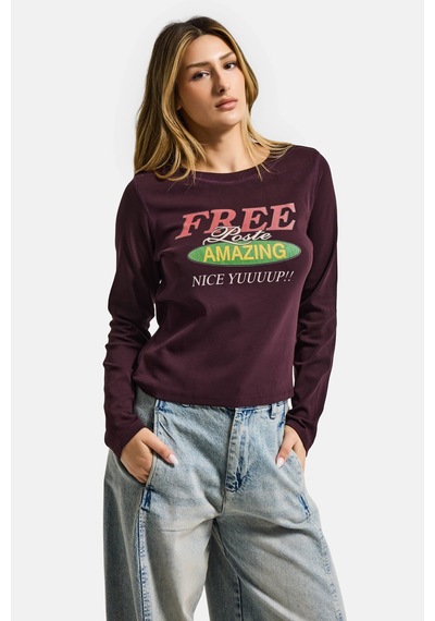 Itsbasic Kadın Kahve Bordo W5 Free Amazing Baskılı Tasarım Sweatshirt