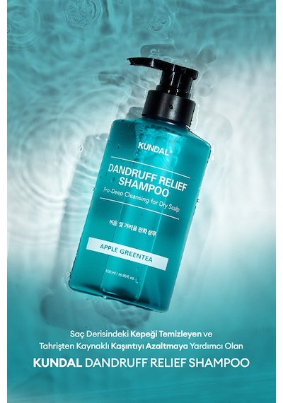 Kepek Karşıtı Bakım Şampuanı %68.5 Daha Az Kepek Kundal Dandruff Shampoo 500ml Apple Green Tea