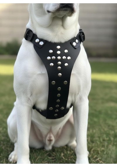 Köpek Göğüs Tasması Ayarlanabilir Orta Irk Deri Mat Siyah