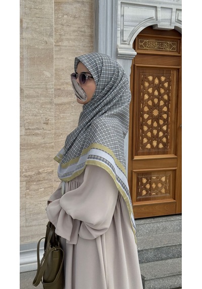 Qalortex Scarf Monogram Desen B.boy Eşarp-yağ Yeşil Yağ Yeşili