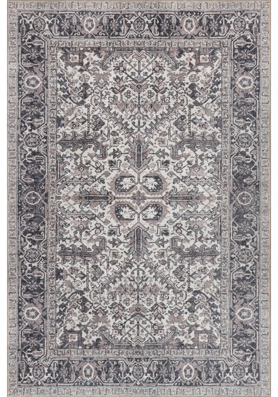 Artloop Stonart Eskitme Vintage Desenli Gri Otantik Yıkanabilir Şönil Halı Al 453 Gri 8