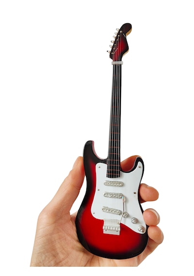 El Yapımı 1/4 Ölçek Minyatür Elektro Gitar Stratocaster St. Red B