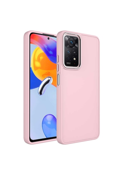Xiaomi Redmi Note 11 Pro 5g Kılıf Metal Çerçeve Ve Buton Tasarımlı Silikon Zore Luna Kapak Pembe