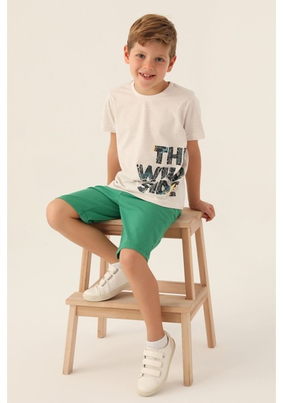 Rolypoly The Wild Side Krem Melanj Erkek Çocuk Bermuda Takım 5274-42918 Krem Melanj
