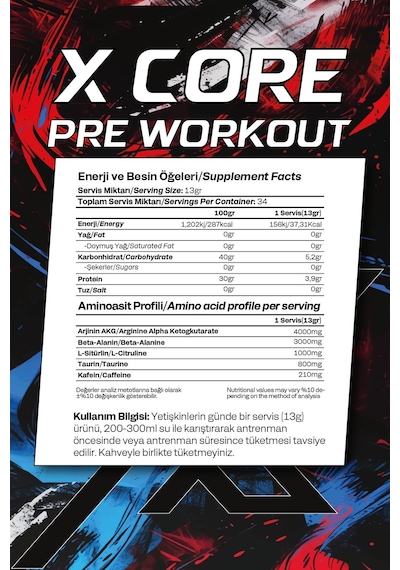 Preworkout Karadut Aroma 450 Gr 34 Servis Pre-workout + Shaker