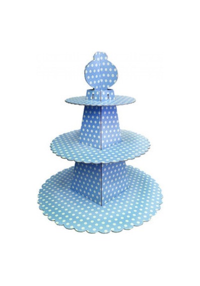 Cup Cake Standı Piramit Modeli Puantiyeli Mavi Pk:1
