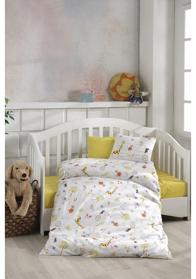 BonjardinHome Dijital Baskılı 3d Pamuklu Bebek Nevresim Takımı Sarı