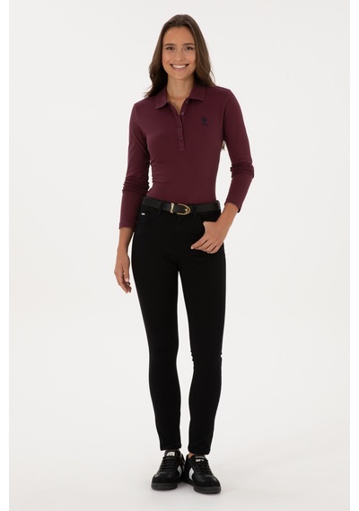 U.S. Polo Assn. Kadın Bordo Basic Polo Yaka Sweatshırt 50307755-VR177 U.S. Polo Assn. Kadın Bordo Basic Polo Yaka Sweatshırt 50307755-VR177