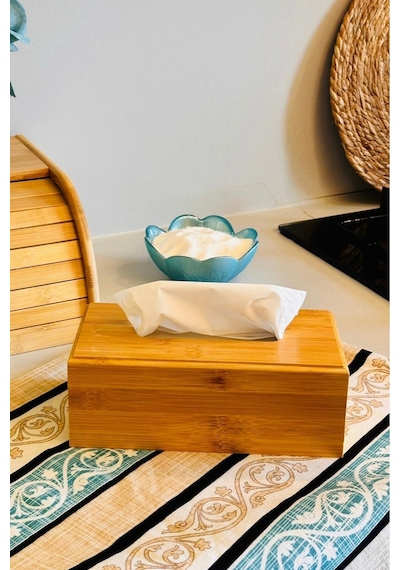 Bambu Peçetelik, 23 Cm X 11 Cm X 8,5 Cm Ebatlarında Doğal Bambu Ahşap Peçetelik