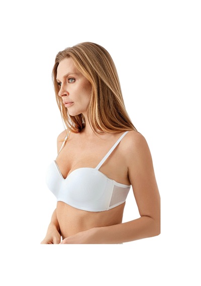New Bra Newbra Lingerie 7045 Kadın Desteksiz C Cup Dantelli Sutyen Beyaz