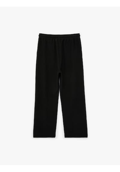 Koton Regular Fit Dokulu Cepli Pamuklu Eşofman Altı Siyah 6sam40040mk