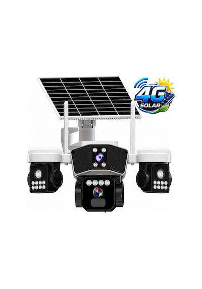 X5tech 95gs 3 Kameralı 4g Solar Sim Kartlı Ptz Ip Sesli Akıllı Güvenlik Kamera 3+3+3 Mp