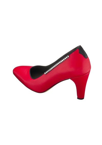 Costo Shoes 40-41-42-43-44 Numara Ays7986 Kırmızı Deri Topuklu Özel Seri Kadın Stiletto Kırmızı Deri