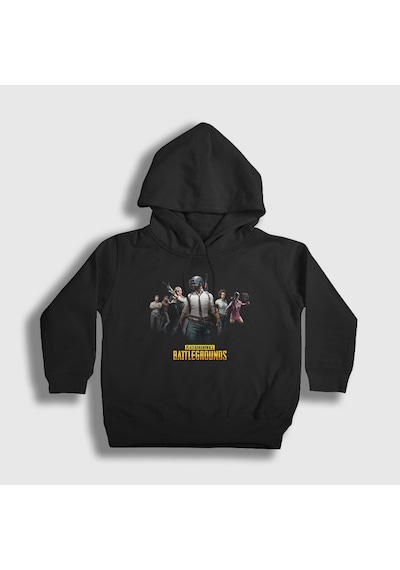 Presmono Unisex Çocuk Team Pubg Kapüşonlu Sweatshirt Siyah