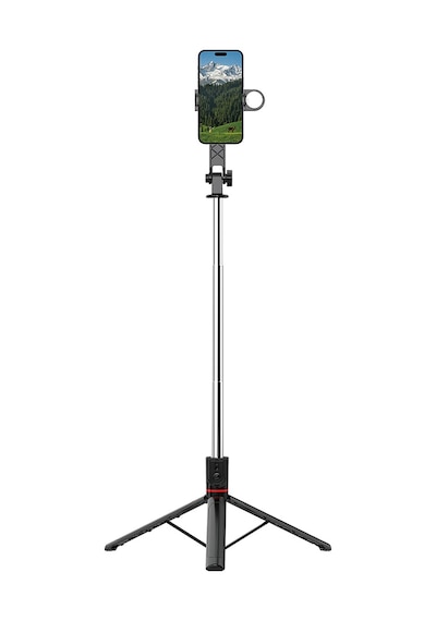 Wiwu Wi-se015 Canlı Yayın Dolgu Işıklı Teleskopik Tripod Ve Selfie Çubuğu Siyah