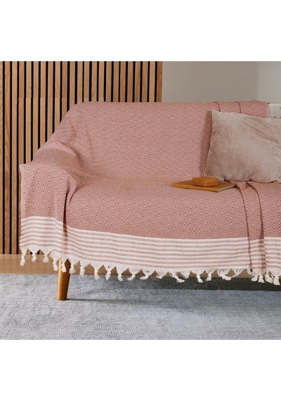 Bumedo Buldan İşi Kaymaz Pamuklu Koltuk Örtüsü 170x210 Cm Koltuk Şalı Çekyat Kanepe Örtüsü Kiremit Genel