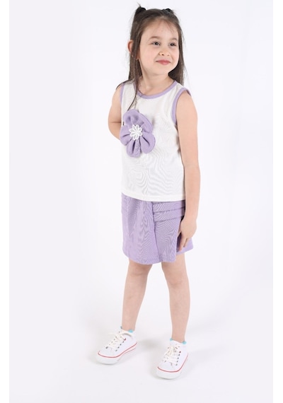 Aden Kids Kız Çocuk Etekli Alt Üst Takım Mor