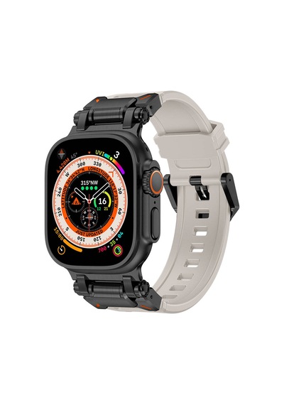 Mobilteam Watch Ultra 49mm Clo- Krd-101 Titanyum Metal Başlıklı Silikon Kordon-siyah-starlight