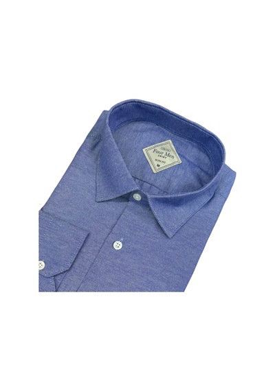 Linen Keten Slim Fit 4 Mevsim Giyilebilen Pamuklu Gömlek Mavi