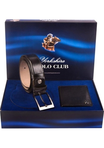 Polo Club 869 Deri Cüzdan Kemer 2'li Damatlık Çeyizlik Set Takım Siyah