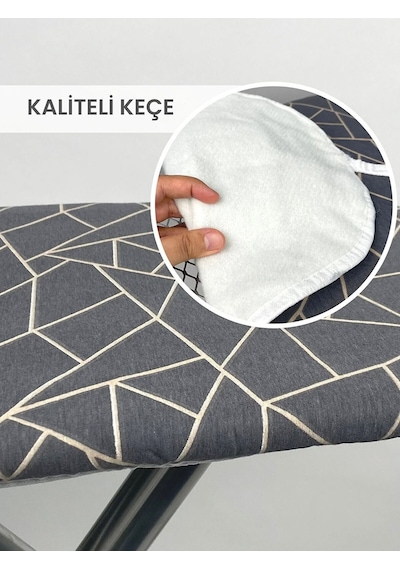 Magiclady Ütü Masası Kılıfı 150x50 Gri Geometrik