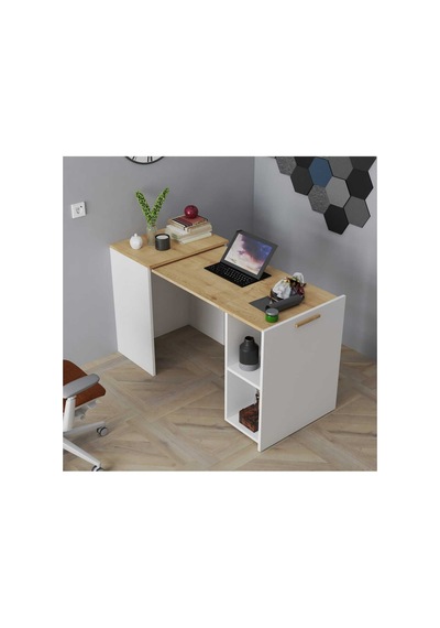 Minimalist Tasarım Katlanabilir Çalışma Masası Raflı & Ergonomik Beyaz - Safir Meşe - 700929845 Beyaz - Safir Meşe Minimalist Tasarım Katlanabilir Çalışma Masası Raflı & Ergonomik Beyaz - Safir Meşe - 700929845 Beyaz - Safir Meşe