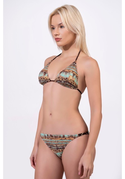 Endeep Kadın Aksesuarlı Üçgen Lurex Kumaş Bikini Takımı Mavi
