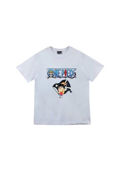 Stoned&Fame Unisex Beyaz One Piece Baskılı T-shirt Beyaz