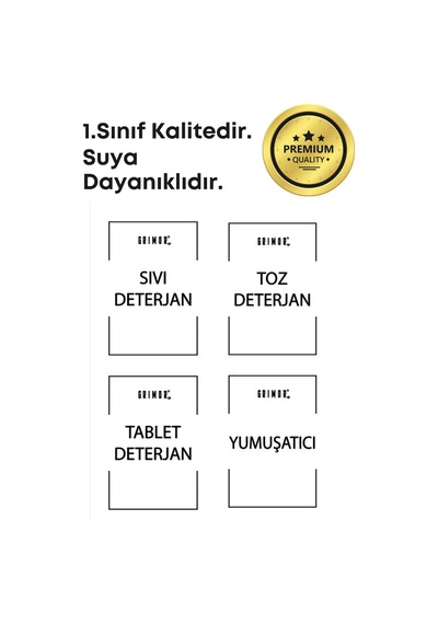Grimorlife 4 Lü Sıvı Toz Tablet Deterjan Etiketi- Deterjan Düzenleyici Sticker Etiket Siyah