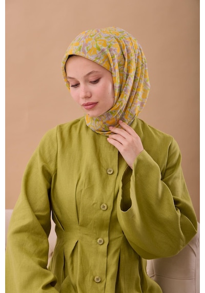 Silk Home Soft Eşarp 73091-41 Gümüş, Vizon, Sarı, Çimen Yeşili