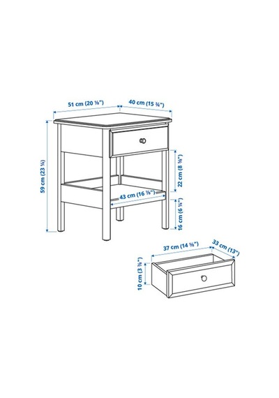 Ikea Tyssedal Komodin, Beyaz, 51x40 Cm