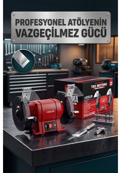 Assur 250W 150 MM Disk Çapı Zımpara Balta Bıçak Bileme Makinesi Taş Motoru Tezgah Üstü Taşlama - 3063